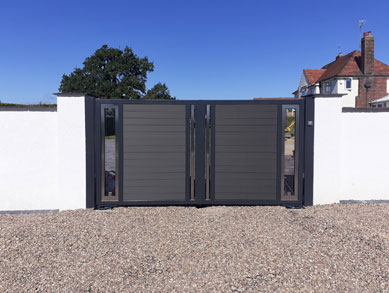 Aluminium framed, composite/upvc/aluminium infilled gates 11