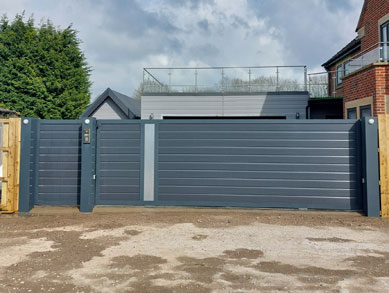 Aluminium framed, composite/upvc/aluminium infilled gates 22